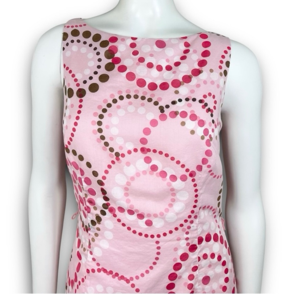 LAUNDRY BY SHELLI SEGAL Pink Dot Print Retro Shift Dress Mod Barbiecore Twee 60s - Picture 6 of 16